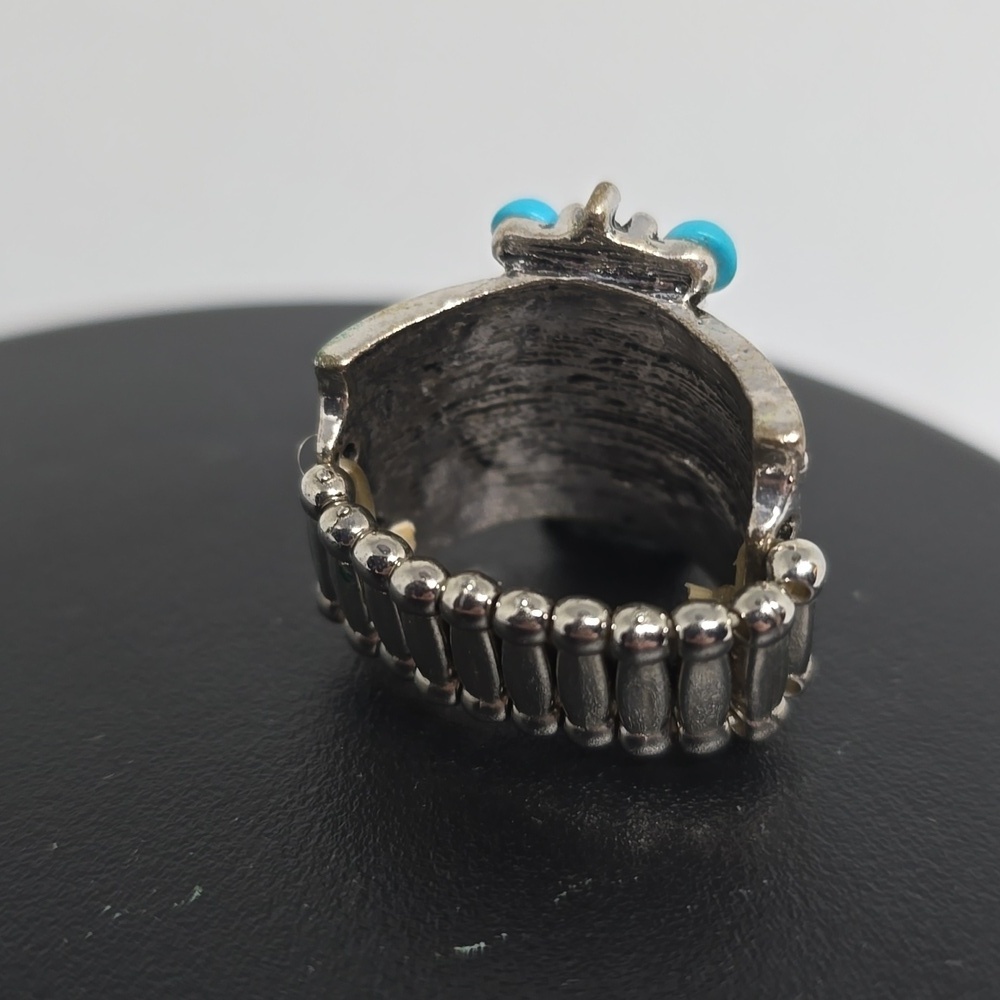 Aztec blue orange silver adjustable ring - Picture 4 of 4